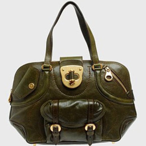 Alexander McQueen Olive Leather Shoulder Bag - Picture 1 of 10